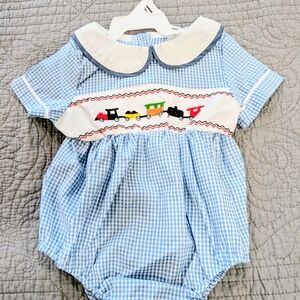 SHEIN Blue Gingham Train One Piece